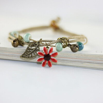 

Daisy Flower Bracelet Fashion Delicate Hand-woven Ceramic Beads Bracelet Originality Chinese Style Bracelet Adorn Article