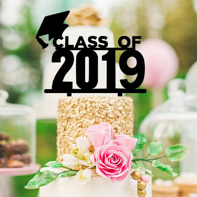 

Black Class of 2019 Congratulations Grad Cake Topper Acrylic Graduation Cake Decorations Party Supplies