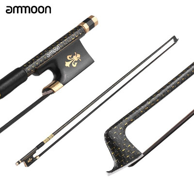 

ammoon 44 Violin Fiddle Bow Well Balanced Golden Braided Carbon Fiber Round Stick Ebony Frog AAA Mongolia Black Horsehair