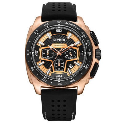 

MEGIR 2056 Casual Quartz Wristwatch Sports Chronograph Calendar Watch With Silicone Strap For Men