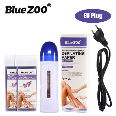 

Blue ZOO 4-in-1 Depilatory Waxing Set with Wax Heater MachineRoller Depilatory WaxNon-woven Waxing Strips Depilating Paper for H