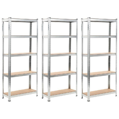 

Storage Shelves 3 pcs Silver 295"x118"x677" Steel&MDF