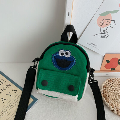 

Casual cute cartoon Sesame Street canvas bag female 2019 new simple&versatile fashion contrast color shoulder Messenger bag