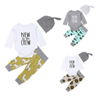 

Newborn Baby Boy Cotton Romper Tops Jumpsuit Animal Pants Hat Outfit Clothes Set
