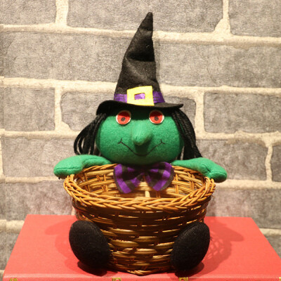 

Toponeto Doll Fruit Decoration Bowl Halloween Ghost Candy Basket Home Decor Hand-Woven