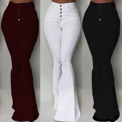 

Women&39s High Waist Trousers Flared Pants Bell Bottoms Long Pants WhiteBlackWine red