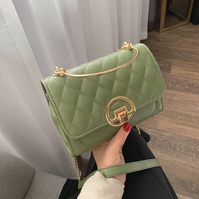 

Small fragrance rhombic embroidered line bag female 2019 new wave Korean version of the wild single shoulder slung fashion portable chain bag