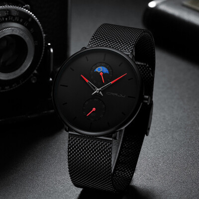 

Gobestart High Quality Simple Waterproof Black Stainless Steel Mesh Strap Quartz Watch