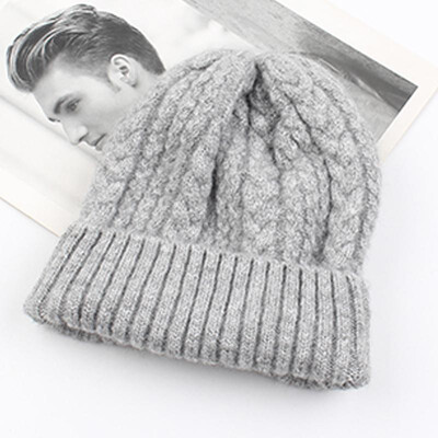 

Women Thick Twist Thread Knitted Beanies Hat Ribbed Autumn Winter Baggy Crochet Cap Warm Skullies Headwear