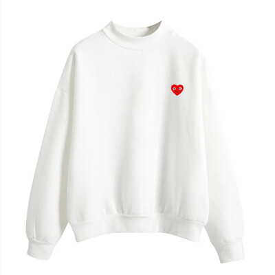 

Toponeto Women O-Neck Solid Color Smiley Love Pattern Long Sleeve Plus Velvet Sweatshirt