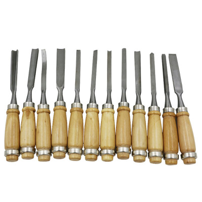 

〖Follure〗12PCS Wood Carving Hand Chisel Set Woodworking Professional Lathe Gouges Tools