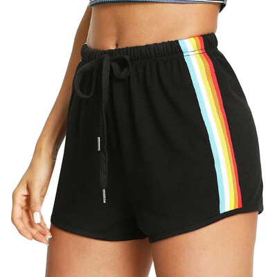 

Tailored Women Rainbow Print Sport Elastic Short Pants Beach Shorts