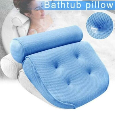 

Home Spa Bath Pillow Luxury Blue Spongy Cushion Tub Head Neck Rest Relaxing Aid