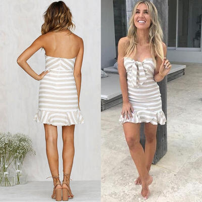 

Women Summer Sleeveless Floral Evening Party Cocktail Beach Short Mini Dress