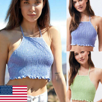 

US Women Sleeveless Crop Top Bustier Tube Tank Tops Cami Tops Vest Blouses NEW