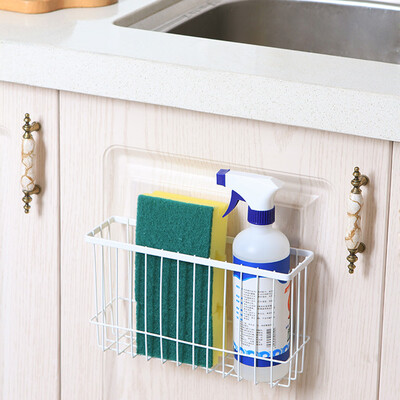 

Siaonvr Self-Adhesion Kitchen Bathroom Iron Basket Bin Storage Rack Mesh Organizer WH