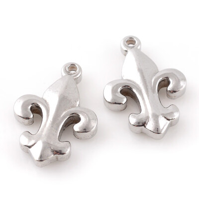 

304 Stainless Steel Pendants Fleur De Lis Stainless Steel Color 185x135x35mm Hole 15mm