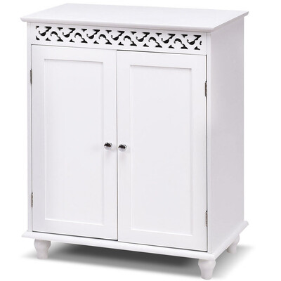 

White Wooden 2-Door Storage Cabinet Cupboard