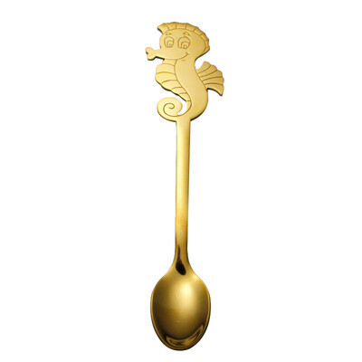 

Toponeto Cute Seahorse Long Handle Spoons Flatware Coffee Drinking Tools Kitchen Gadget