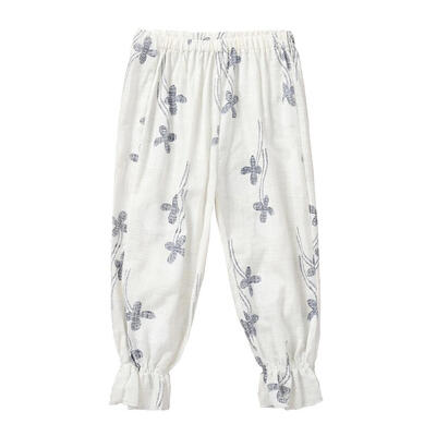 

Girl Summer Printed Lantern Pants Kids Cotton Linen Anti Mosquito Trousers