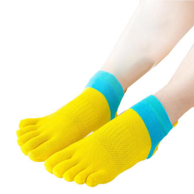 

Sports Women Color Block Breathable Cotton Five Toes Low Cut Ankle Boat Socks