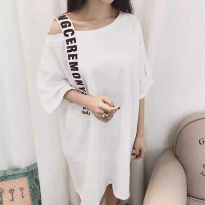 

Womens Fashion T-shirt Personality Letter Print T-shirt Simple Beautiful Loose Long Womens T-shirt