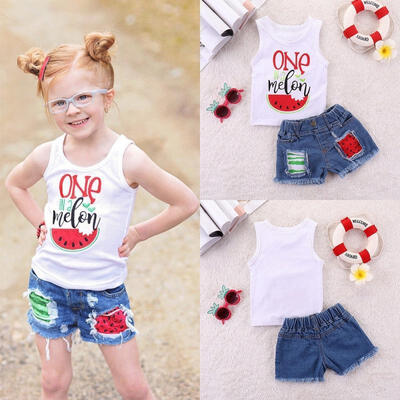 

Toddler Baby Girl T-shirt TopsDenim Shorts Pants Kid Summer Suits Clothes Outfit