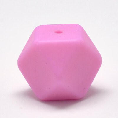 

Food Grade Environmental Silicone Beads Chewing Beads For Teethers DIY Nursing Necklaces Making Faceted Cube HotPink 17x17x17