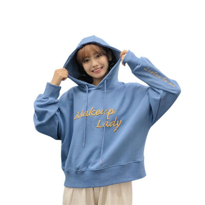 

Korean Embroidered Letter Hoodies Women Fashion Loose Pullover Long Sleeve Kpop Womens Hoodie Plus Size Sweatshirt Moletom