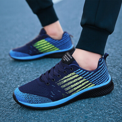 

2019 autumn new large size mens shoes Korean version of the trend of flying woven sports shoes mens casual running shoes lightweight mesh shoes