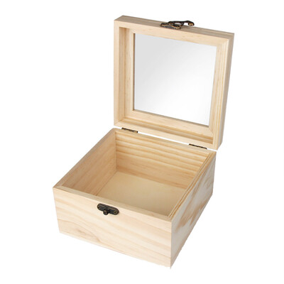 

Siaonvr Storage Box Wooden With Lid Golden Lock Postcard Organizer Handmade Jewelry Case