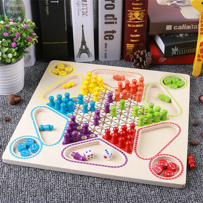 

YIWULAPremium Flying Chess Board Game & Chinese draughts 2 in 1 Natural Wooden Board