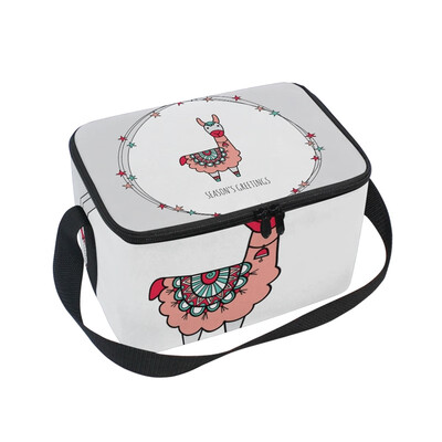 

ALAZA Lunch Box Insulated Lunch Bag Large Cooler Christmas Llama Tote Bag