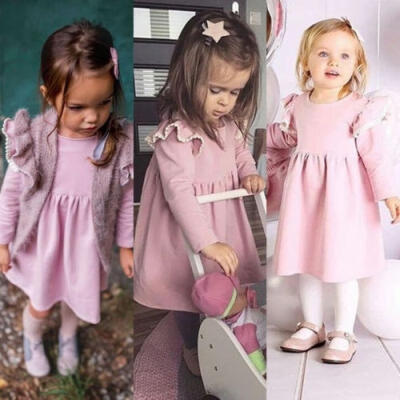 

Kids Baby Girls Long Sleeve Ruffle Tassel Party Pageant Princess Dress Clothes