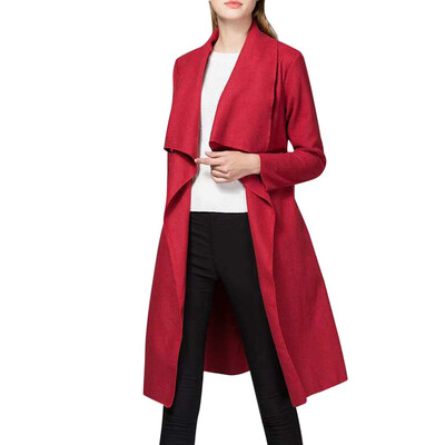 

Toponeto Winter Lady Womens Solid Color Irregular Belt Coat Cardigan Outerwear