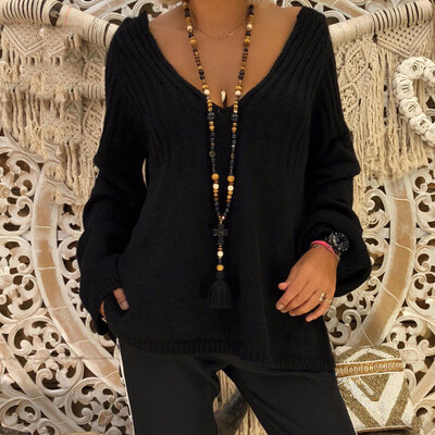 

〖Follure〗Women Calsual V-Neck Long Sleeve Solid Sweater Pullovers