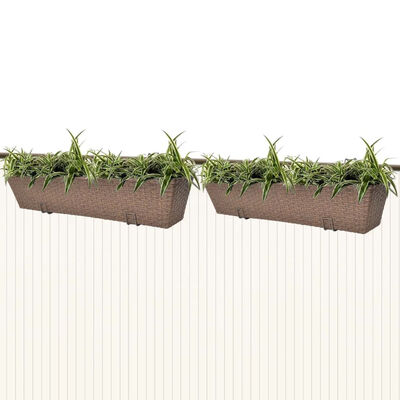 

Balcony Hanging Rattan Planter Set 30 inch 2 pcs Brown