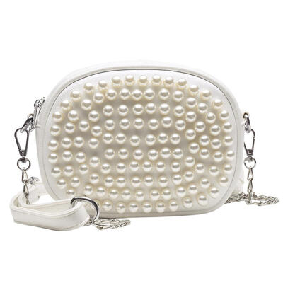 

Solid Color Pearls Shoulder Messenger Handbags Women Chain Crossbody Bags