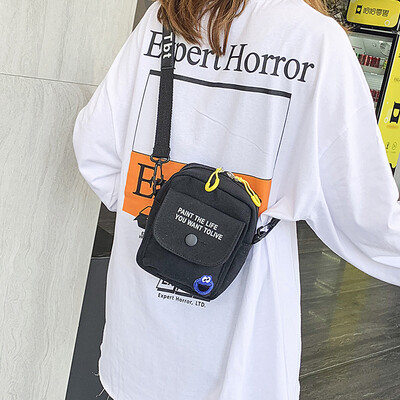 

Canvas small bag handbags new 2019 cartoon cute cloth bag solid color girl casual shoulder Messenger bag tide