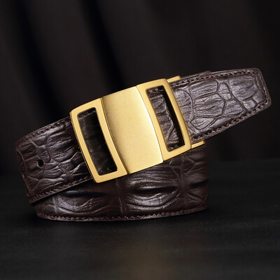 

High-end mens belt top layer leather buckle belt casual business youth youth smooth buckle belt gift gifts