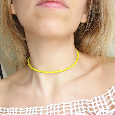 

Fashion Bohemian Handmade Rainbow Beads Choker Necklace For Women Girls Beaded Chain Chokers Necklaces Female Jewelry Gift