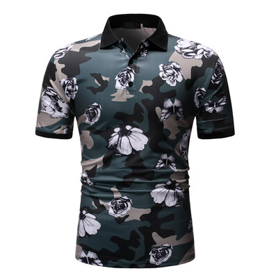 

Toponeto Summer Mens Fashion Casual Lapel Print Button Short Sleeve Top Blouse
