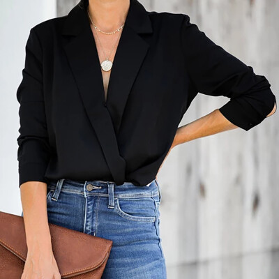 

Tailored Women Casual Shirts Loose Cuffed Long Sleeve Tops Shirt Work Office Blouse