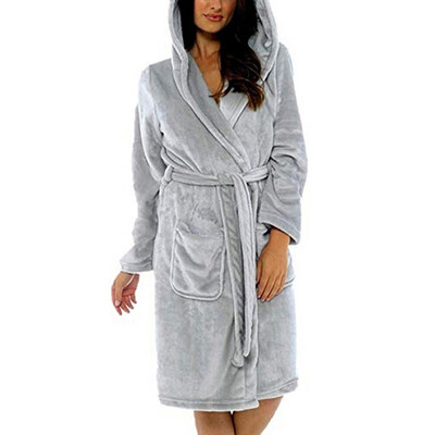 

Womens Super Soft Hooded Robe Dressing Gown Bathrobe Robes Winter Warm Gowns