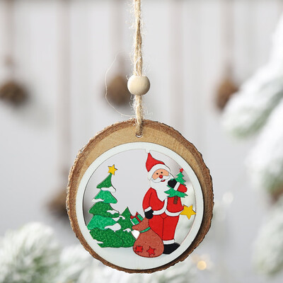 

Siaonvr Christmas Decorations Round Wooden Pendants Small Ornaments Hanging Dress Up