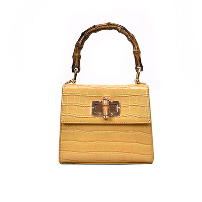 

2019 New Alligator Pattern Small Women Square Handbag Bamboo Handle Tote Bag Luxury Brand Designer Lady Shoulder Crossbody Bag