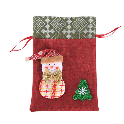 

Christmas Drawstring Gift Bags Reusable Fabric Candy Bag Santa Claus Present Bag