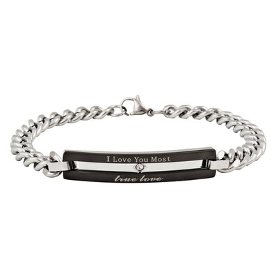 

I Love You Most Pair of Inlaid Rhinestone Titanium Steel Bracelet Girls Accessory Unisex Bracelet