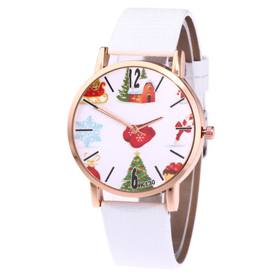 

Hot Sale Women Watches New Christmas Old man Pattern Leather Band Analog Quartz Vogue Watches relogio feminino &Ff