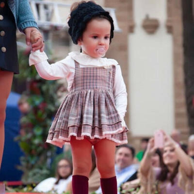 

Sweet Vintage Kids Baby Girl Retro Christmas Thanksgiving Lace Plaid Party Dress